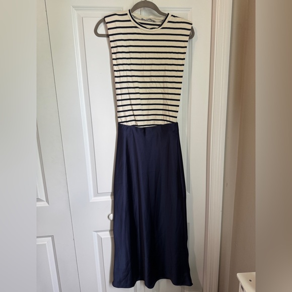 ZARA CONTRASTING SATIN EFFECT MIDI DRESS - Picture 2 of 6